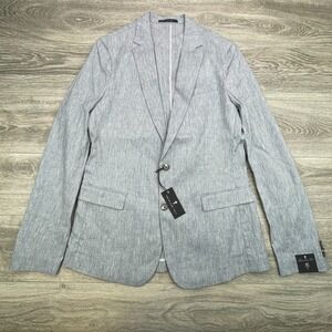 American Tall Blazer Mens 42T Tall Navy Stretch Linen Unconstructed Sport Preppy